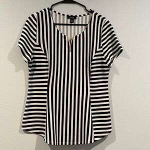 Black And White Stripped Dress Shirt - Size Large